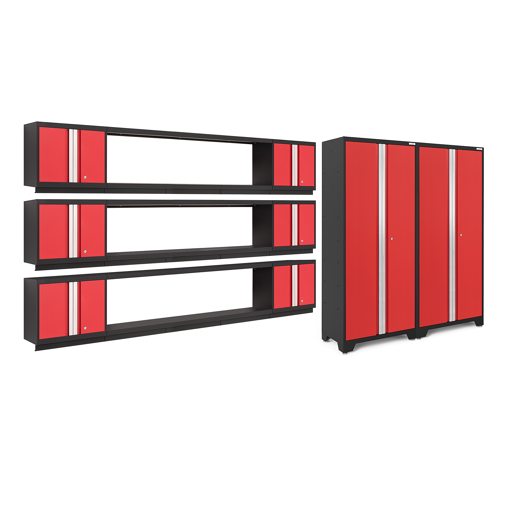 NewAge Products, Bold Series Red Steel Garage Wall Cabinet Set, Width 420 in, Height 77.25 in, Depth 18 in, Model# 50686